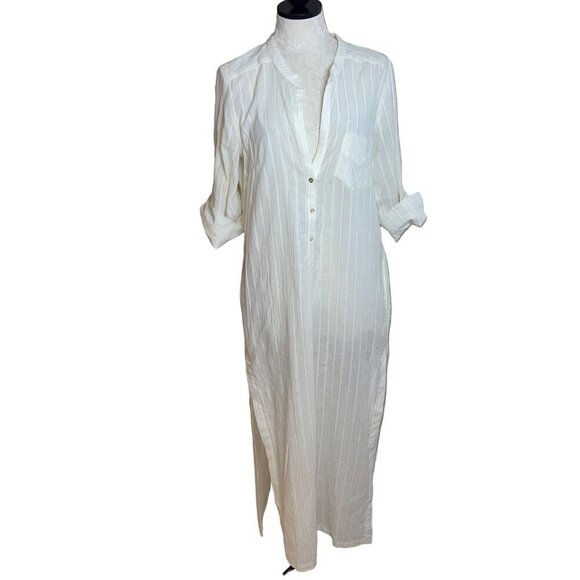 Everyday Ritual Womens Nightgown Size Small White Tracy Side Slits Pure Cotton - Picture 1 of 8